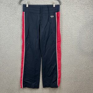 Nike Womens Small Sweatpants Blue Athletic Pants Pink White Striped Mesh Logo